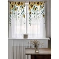 thumbnail image 4 of Sunflower Tier Curtains 45 Inch Length,Sheer Curtains for Bedroom Living Room Window Yellow Floral Eucalyptus Leaves Watercolor Rod Pocket Drapes Kitchen Curtains Small Half Window 27.5"x45" 2 Panels, 4 of 6