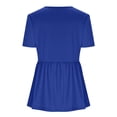 thumbnail image 5 of Sokhug Womens V Neck Lace Short Sleeve Tunic Tops with Button Down Blouse, Ruffle Flowy Babydoll Shirts, Casual Loose Fit Peplum Tops Blue S, 5 of 9