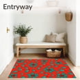 thumbnail image 3 of ODIKA 4'x6' Machine Washable Non-Slip Area Rug, Enchanted Holly Berry Seasonal Foyer Welcome High Traffic Rug with Pad, Red, 606882, 3 of 8
