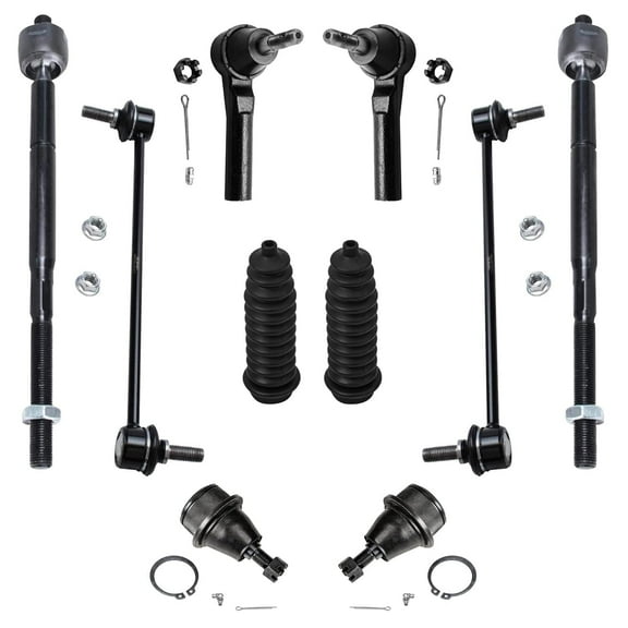 Detroit Axle - 10pc Front Suspension Kit for Chrysler 200 Sebring Dodge Avenger, 2 Lower Ball Joints, 4 Inner & Outer Tie Rods, 2 Sway Bars, 2 Boots, Replacement