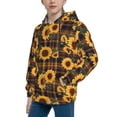 thumbnail image 2 of Daiia Brown Blue Plaid Sunflower for Boys Fashion Hoodies & Sweatshirts with Kangaroo Pocket,Hooded Sweatshirt for Kid, Breathable& Moisture Wicking-Medium, 2 of 6