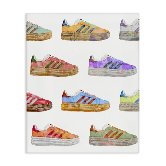 Stupell Industries Various Striped Sneakers Beauty & Fashion Painting Gallery Wrapped Canvas Art Print Wall Art, 16 x 20