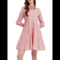 thumbnail image 1 of Vestido Camisero Midi A Rayas con Botones para Mujer, Informal, Holgado, con Puños y Larga, Vestidos de Media Pierna. Rojo L, 1 of 9