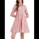 thumbnail image 1 of Vestido Camisero Midi A Rayas con Botones para Mujer, Informal, Holgado, con Puños y Larga, Vestidos de Media Pierna. Rojo L, 1 of 9