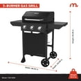 thumbnail image 3 of Megamaster 3-Burner Propane Gas Grill with Side Tables, 30,000BTUs, 429.81 SQ. in. Cooking Space, 2 Wheel Transport, Outdoor Kitchen Grill for BBQs, Backyards, Tailgating, and More - 720-1094, 3 of 8