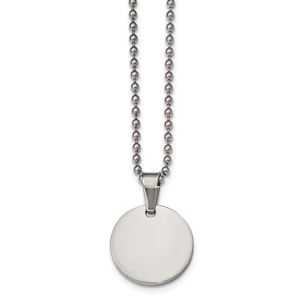 Bonyak Jewelry Stainless Steel Brushed /& Polished 1.85mm Reversible Dog Tag Necklace in Stainless Steel