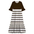 thumbnail image 4 of Little Girls Maxi Dress 4-14 Years Ruffle Half Sleeve Round Neck Floral Print Tiered Long Dress with Side Pockets Brown H 13-14 Years, 4 of 7