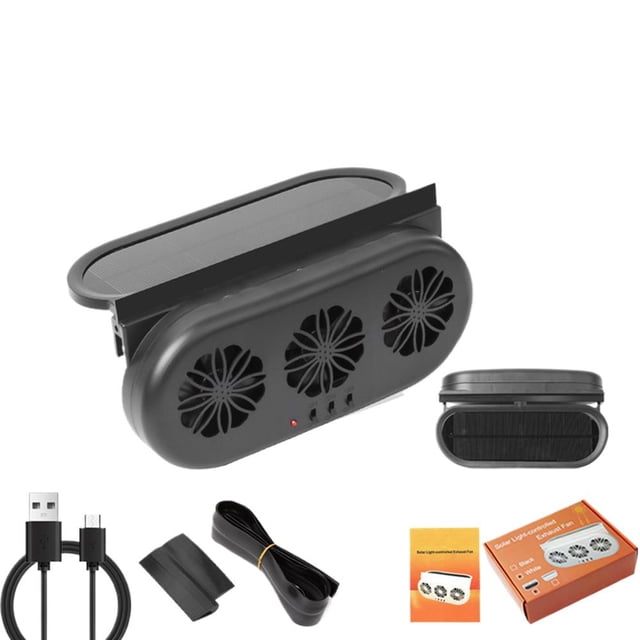 Rtyweth Solar-powered Car Exhaust Fan, Window-mounted Ventilation Fan for Circulation Cooling, Cooling Car Fan F3e5 And Efficient