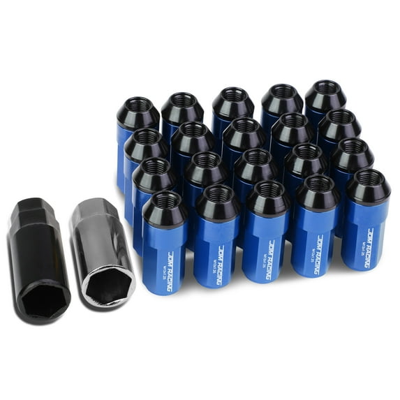 DNA Motoring LN-ZTL-9027-125-BL 20-Piece M12 x 1.25 Aluminum Alloy Wheel Lug Nuts +2 X Deep Drive Extension (Blue)