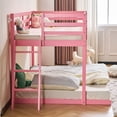 thumbnail image 4 of Zimtown Bunk Bed Twin Over Full with 14.57" Height Safety Guardrail, Low Floor Wood Bed Frame, Pink, 4 of 11