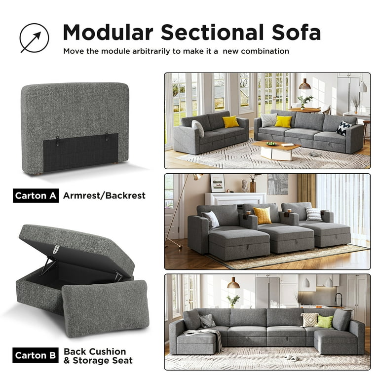Honbay Modern Wider Oversized Modular Sectional Home Theater Seating Reclining Sofa Chairs For Cinema Room With Storage E And Deep Seat Light Grey Com