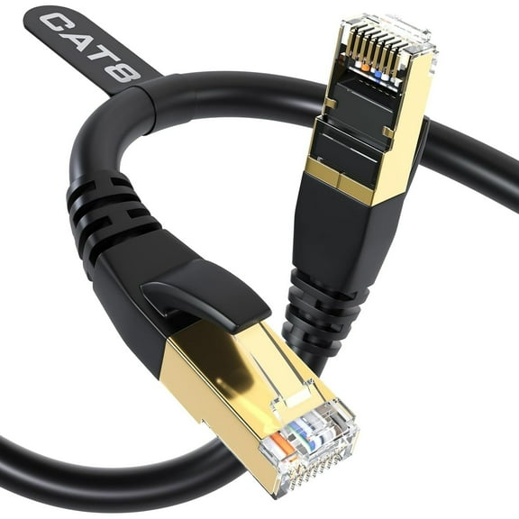Dutevolns Cat 8 Ethernet Cable 3.28 FT High Speed LAN Network Cable, 40Gbps Gold Plated RJ45 for Xbox, PC, Mac, PS4