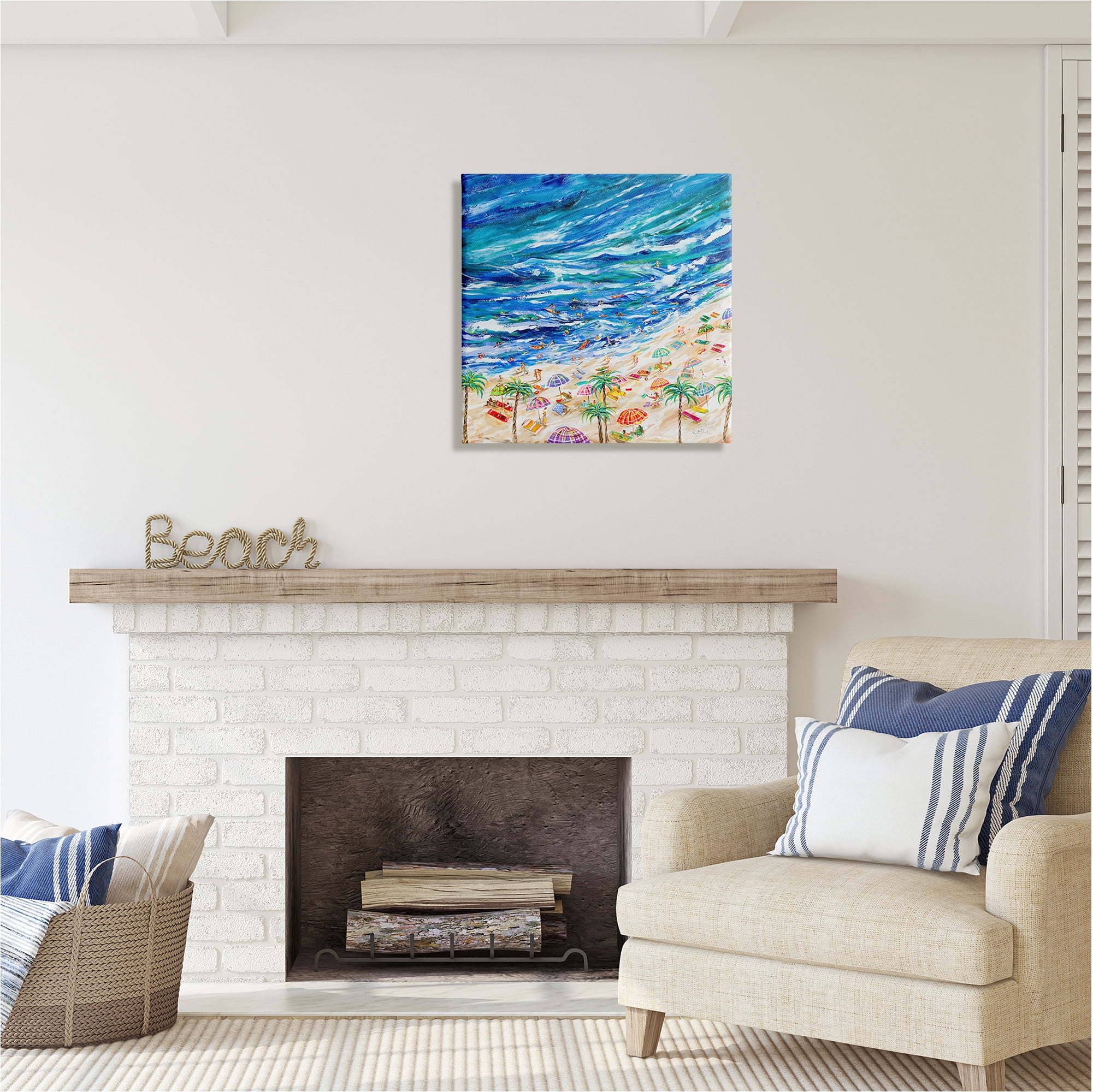 Stupell Industries Summer Beach Painting Abstract Painting Gallery Wrapped Canvas Art Print Wall Art, 24 x 24