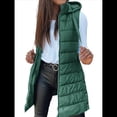 thumbnail image 1 of Chaleco para Mujer, Color Liso, Sin Mangas, con Capucha, para Invierno, Abrigo Acolchado. Verde 4XL, 1 of 6
