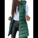 thumbnail image 1 of Chaleco para Mujer, Color Liso, Sin Mangas, con Capucha, para Invierno, Abrigo Acolchado. Verde 5XL, 1 of 6