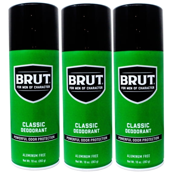 Brut Classic Deodorant Spray Aluminum Free Powerful Odor Protection for Men 10 oz (Pack of 3)