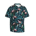 thumbnail image 3 of Xecao Flamingos And Birds print Hawaiian shirt - a stylish short-sleeve button-down for men, perfect for casual beach and tropical outings., 3 of 9