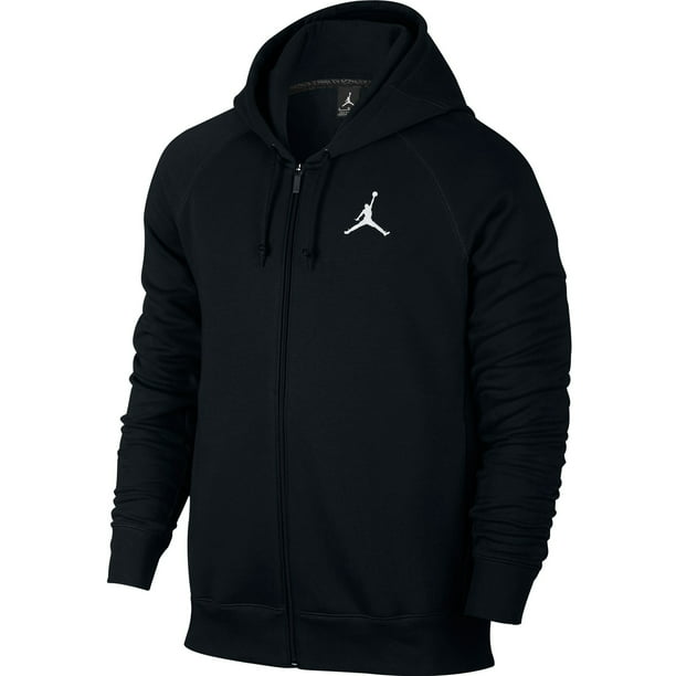 Nike - Mens Jordan Flight Full Zip Hooded Sweatshirt Black/White 823064 ...