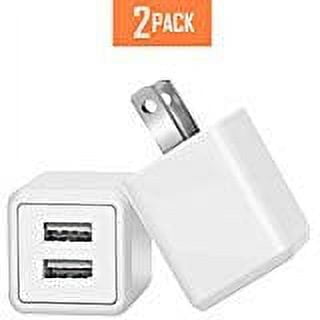 USB Charger, Certified 2.4A 2-Port USB Wall Charger Portable Travel Power Adapter Compatible for Apple iPhone X 8/7/6 Plus SE/5S/4S,iPad, iPod,Samsung Galaxy S7 S6, HTC, LG, Tablet, Motorola (2-Pack)