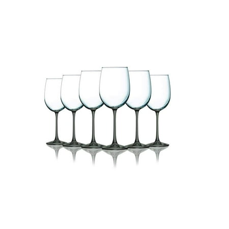 Personalized Red Wine Glasses Smoke Grey Wine Glasses with Beautiful Colored Stem Accent - 19 oz. set of 6- Additional Vibrant Colors Available ()