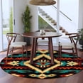 thumbnail image 4 of Boho Orange Teal Large Area Rugs for Bedroom Living Room, Soft Non Slip Carpet Bedside Rug, Vintage Geometric Southwestern Ethnic Round Floor Cover Kitchen Accent Rug 6' for Dining Room/Office, 4 of 9