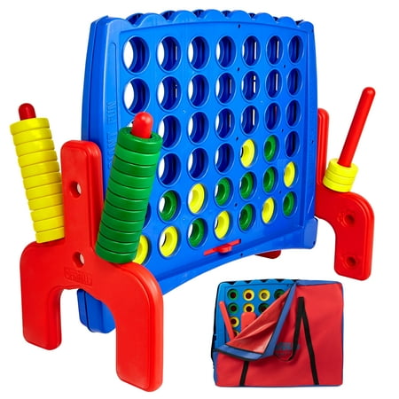 Giant 4 in a Row Connect Game - Storage Carry Bag Included - Nearly 3 Feet Tall Large Indoor and Outdoor Family Party Game for Kids and Adults - Easy Assembly – Durable Weatherproof