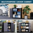 thumbnail image 2 of MIIIKO Metal Storage Cabinet with Locking Doors, Black Grey Lockable Steel Cabinets with 2 Doors and 2 Shelves for Home, Garage, Pantry Workshop Warehouse, 2 of 6