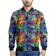 thumbnail image 2 of Chaqueta con cremallera y estampado de flores de rosas para hombre, con plantas 3D, mangas largas, para primavera y otoño, chaquetas de gran tamaño, abrigos, ropa de calle, 2 of 5