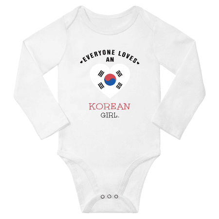 

Everyone Loves An Korean Girl Baby Long Slevve Bodysuit Outfits (White 3-6 Months)