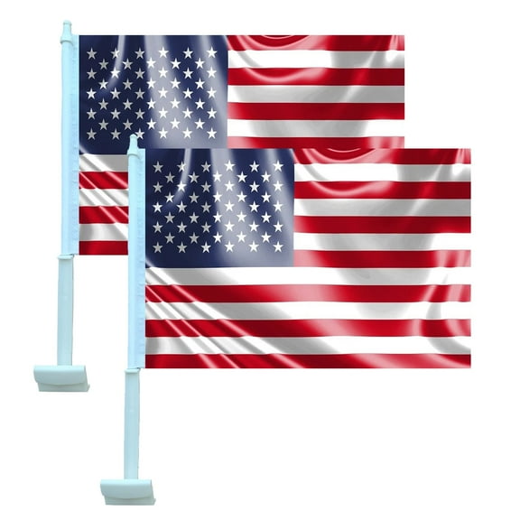 American Car Flag Countries US Auto Flag with Window Clip Flagpole Mount Double Sided Printed Car Flags Vehicle Decor