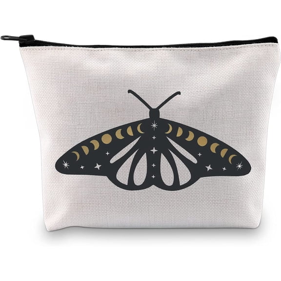 Moth Moon Witch Zipper Pouch for Tarot Cards Crystals Witchy Things Moon Phase Bag