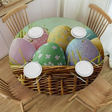 

Autua Easter Round Tablecloth Stain-Resistant Washable for Indoor Outdoor Table Cover Ideal for Home Kitchen Parties Holiday Dinner 31 -35