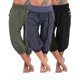 thumbnail image 3 of Women's Yoga Pants Side Pockets Harem Bloomers Capri Pants Bottoms Quick Dry Moisture Wicking Lightweight Hippie Boho Light Blue Tangerine Powder Whit, 3 of 5