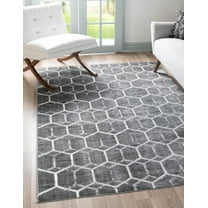 Rugs.com Lattice Trellis Collection Rug – 8' x 10' Gray Low-Pile Rug Perfect For Living Rooms, Large Dining Rooms, Open Floorplans