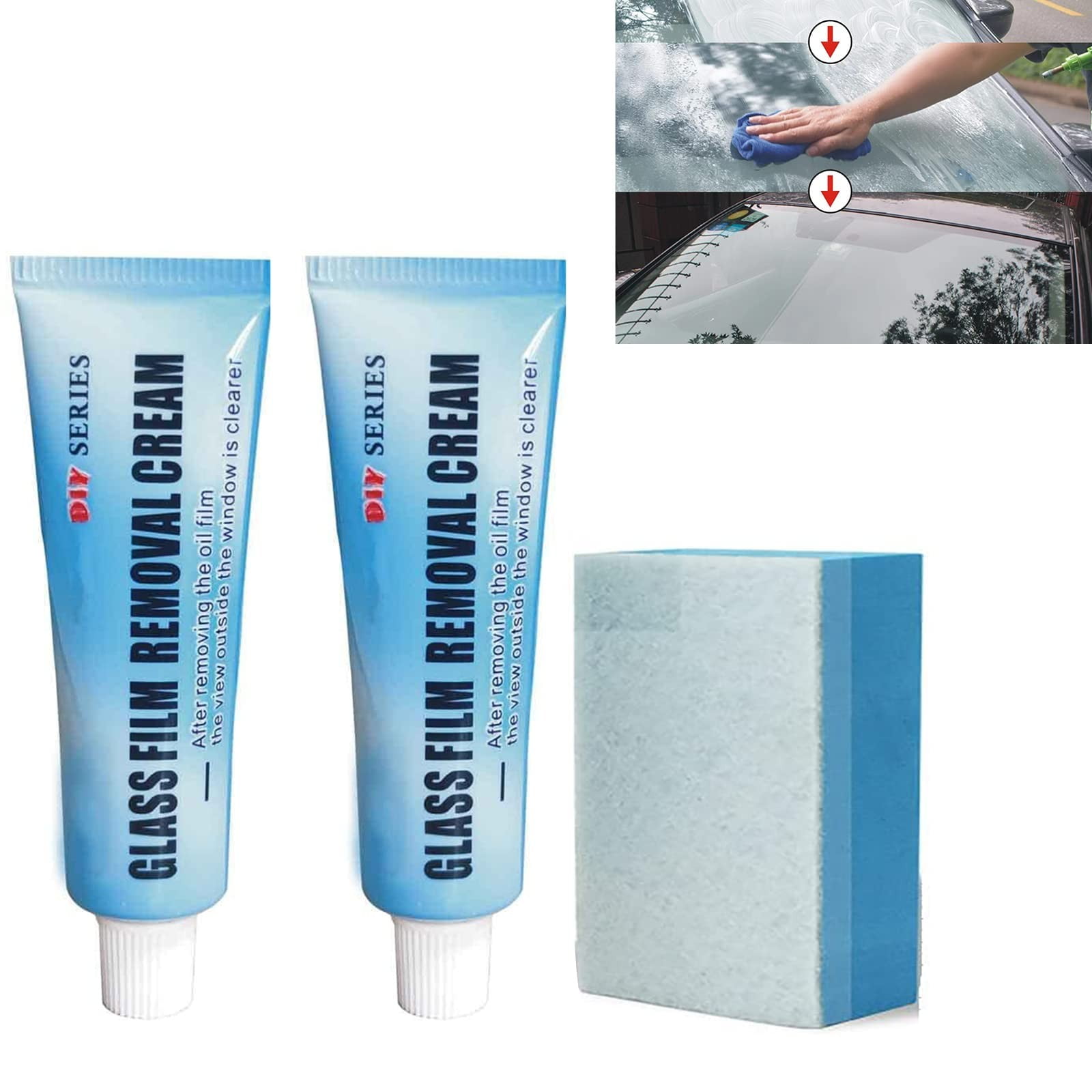 amousa 2pc Glass Oil Film Remover Kit For Car Window Mirror Glass