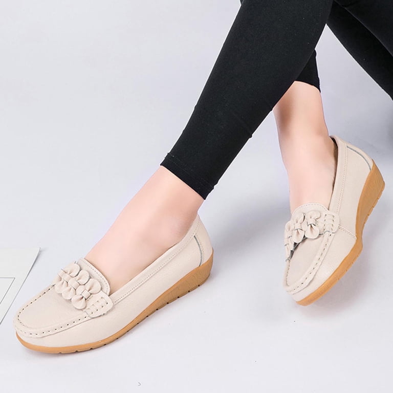 Xfvqtps Loafers for Women Micro Wedge Low Heel Slip on Bow  display picture 2