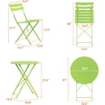 thumbnail image 7 of IdealHouse 3 Piece Patio Bistro Set, Folding Patio Bistro Table and Chairs Set of 2, Outdoor Patio Furniture Set, Metal Structure, No Assembly Need, for Balcony Yard Garden, Grass Green, 7 of 7