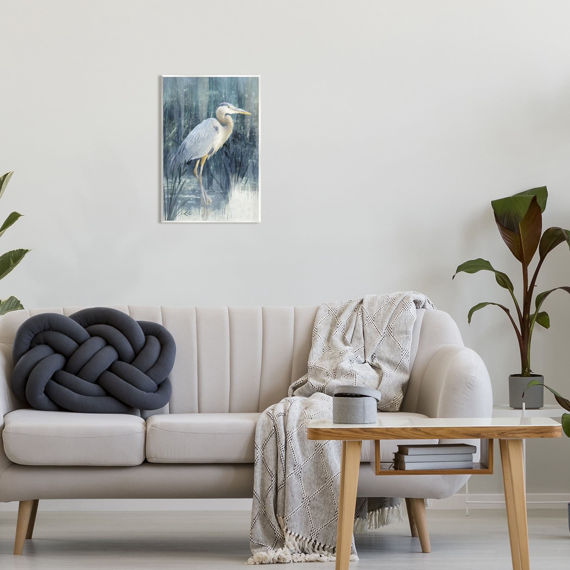 Stupell Egret River Reeds Nature Grasses Animals & Insects Painting Wall Plaque Unframed Art Print Wall Art