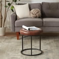 thumbnail image 7 of Duhome Elegant Lifestyle Modern Faux Leather Round Ottoman Stool Vanity Stool Button Tufted Metal Base,Dark Brown, 7 of 7