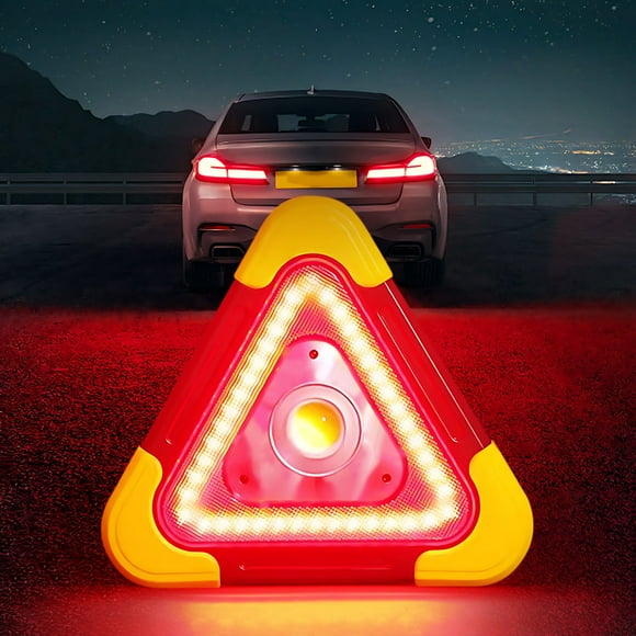 Jiaeri Solar Powered Emergency Warning Light for Vehicles, Roadside Safety Hazard Triangle Sign with LED Flashing Beacon, Rechargeable Car Safety Kit for Roadside Emergencies and Breakdowns