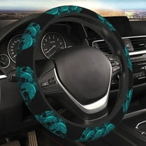 Steering Wheel Cover Anti-Slip Elastic Car Protective Universal 15 Inch Fit for Vehicles Auto SUVs , Skulls Bouquet Flowers Skull