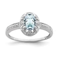 thumbnail image 4 of 925 Sterling Silver Rhodium-Plated Diamond and Aquamarine Ring Size 6, 4 of 5