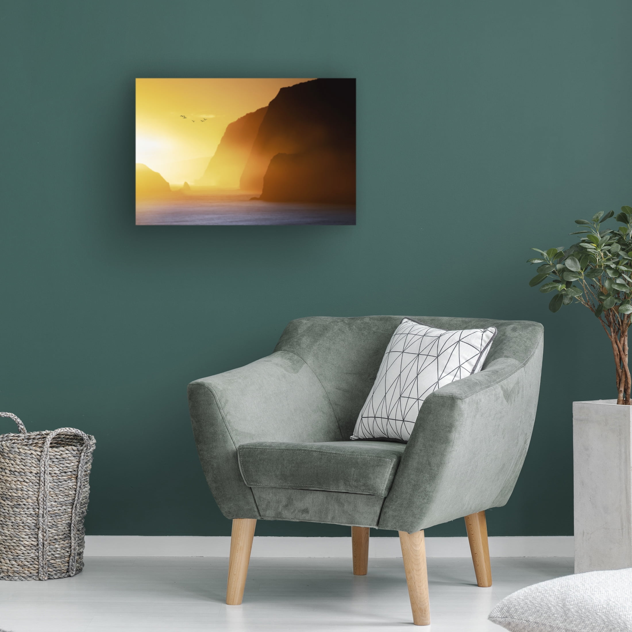 Canvas Wall Art - Dennis Frates 'Pololu Valley With Sunrise And Birds' Wall Art for Living Room, Bedroom, or Office Décor by Trademark Fine Art - 47 x 30 Inches