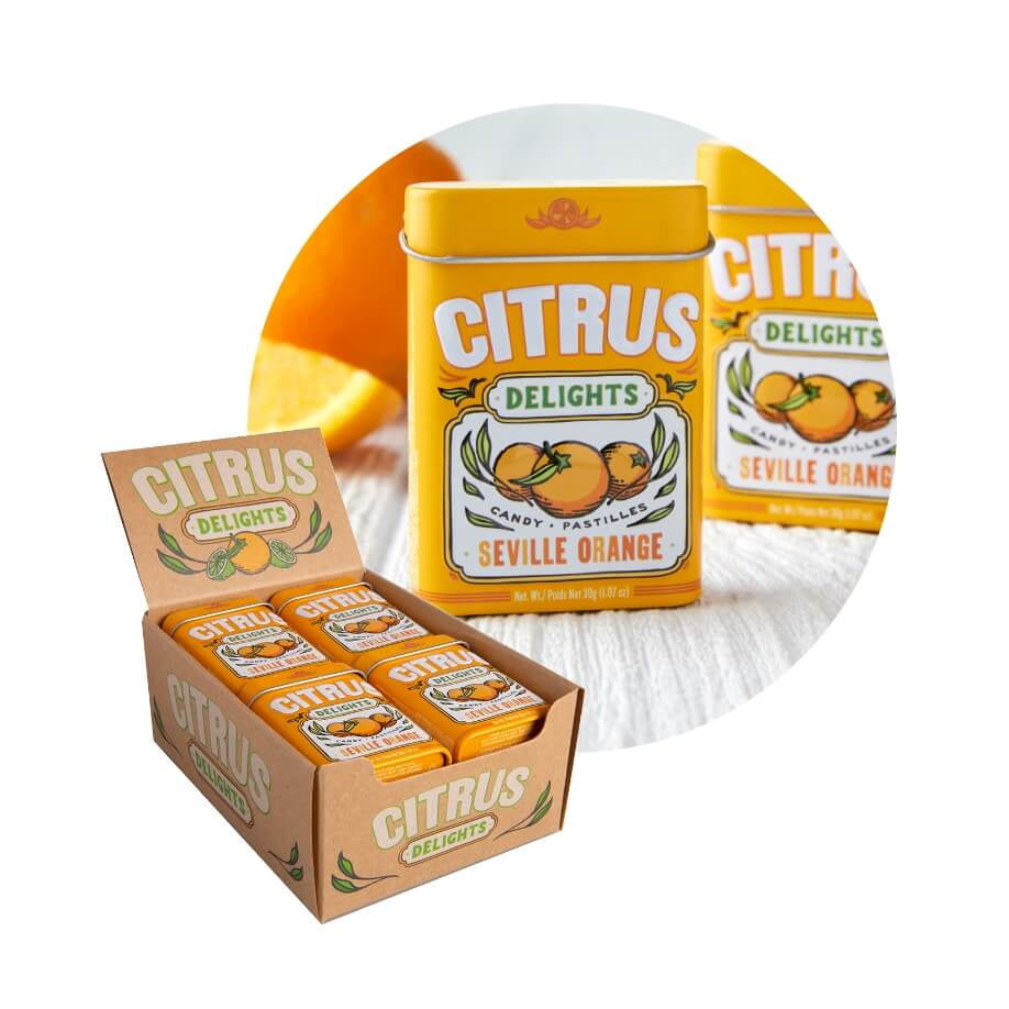 Big Sky Citrus Delights Seville Orange Candy Pastilles 12 Count 1.07 Ounce Tin