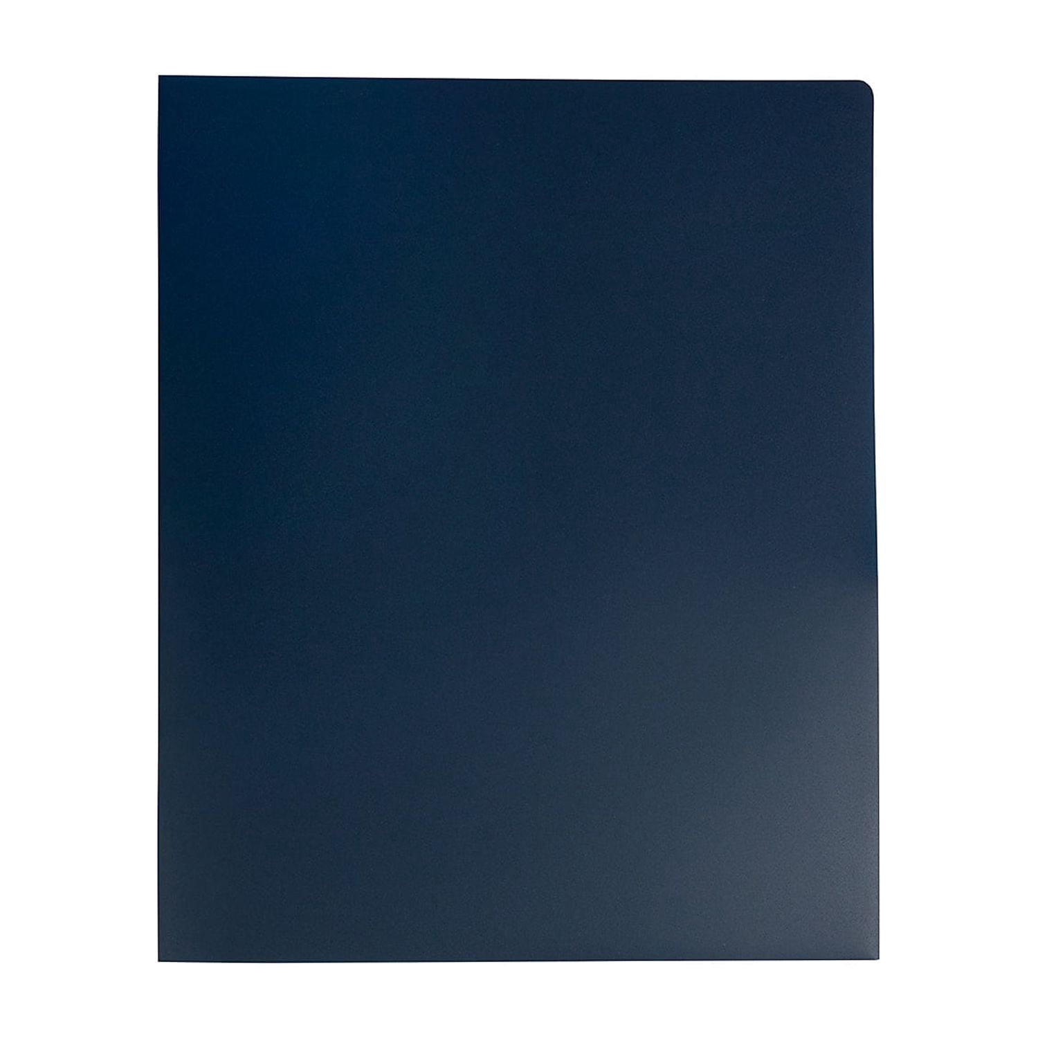 JAM Paper Heavy Duty Plastic 2 Pocket School Folders, Navy Blue, 6 per Pack