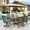 Beige, variant on MF Studio 8-Piece Outdoor Patio Dining Set with 13ft Navy Blue Umbrella, 60" Metal Patio Table and Textilene Chairs(2 Swivel, 4 Dining Chairs) for 6 People, Black & Brown-gray