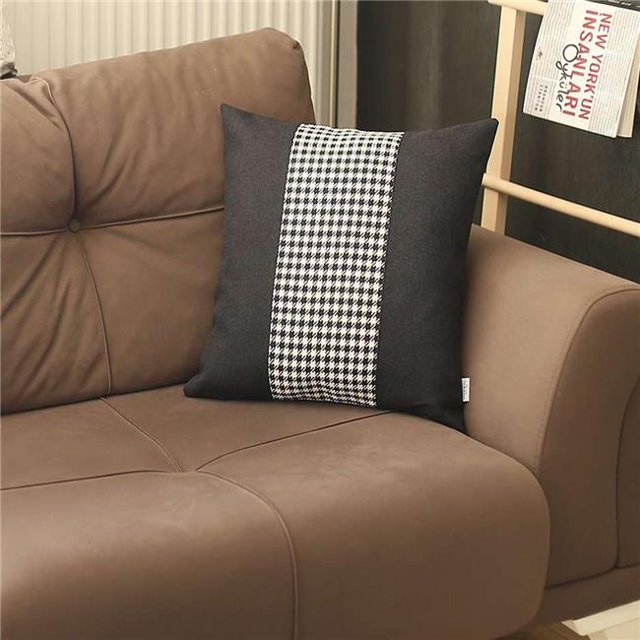 HomeRoots 399472 Black & White Houndstooth Throw Pillow, Multi Color