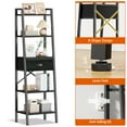 thumbnail image 4 of Tydimor 5-Tier 59.5" Ladder Bookshelf with Removable Drawers Narrow Bookcase for Living Room,Black Oak, 4 of 7