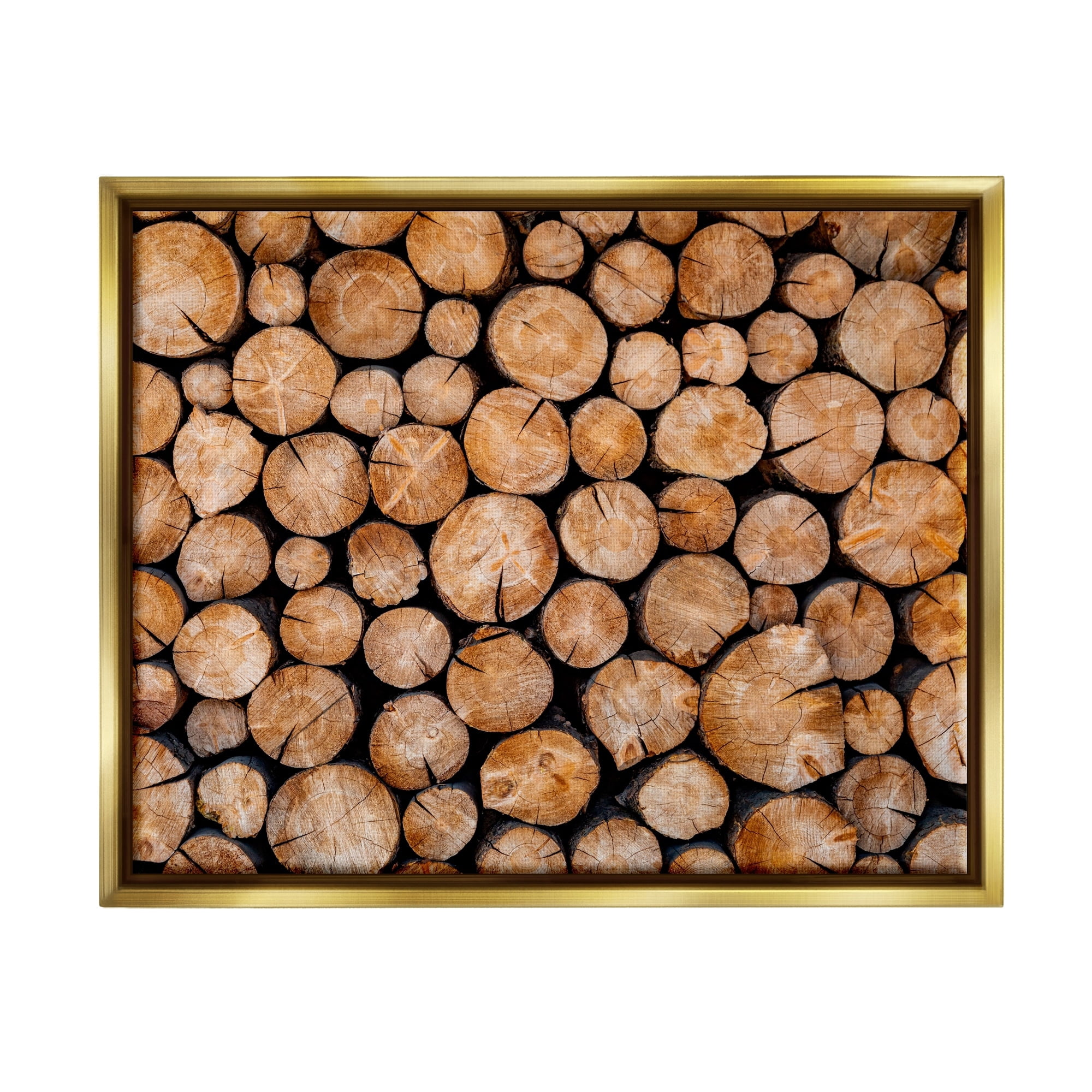 Stupell Industries Tree Logs Lumber Aerial View Modern Photography Photograph Metallic Gold Floating Framed Canvas Print Wall Art, Design by Jeff Poe Photography