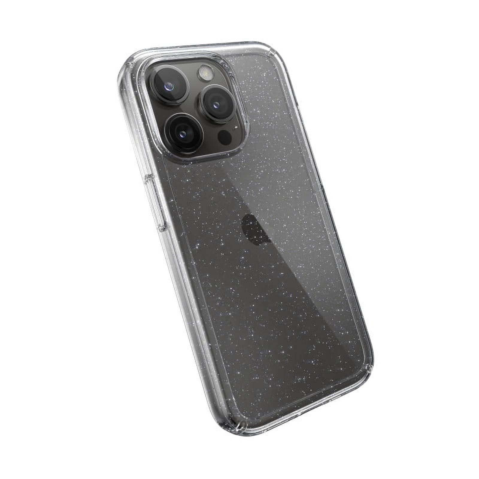 Speck Gemshell with Glitter Case for iPhone 15 Pro in Clear and Platinum Glitter